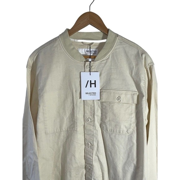 Selected Homme Size XL Beige SLH Marcos Button Front Shirt-Jacket Shacket - New - Picture 2 of 9
